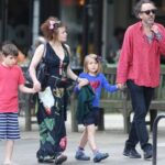 Tim Burton With His Wife And Children