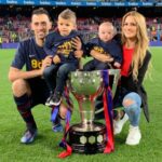 Sergio Busquets With His Girlfriend Or Wife (to be) And Sons