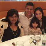Marcos Rojo With His Mother, Wife And Daughter